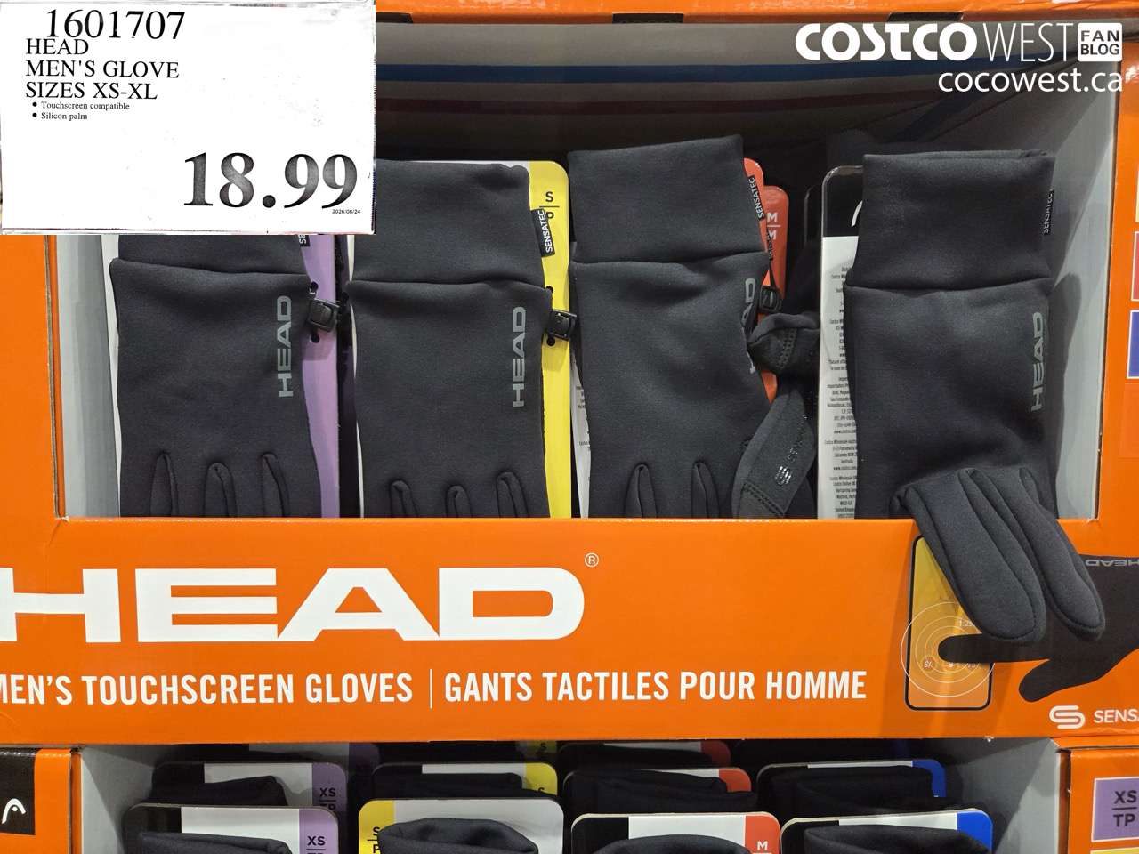 1601707 HEAD MEN'S GLOVE SIZES XS-XL $18.99