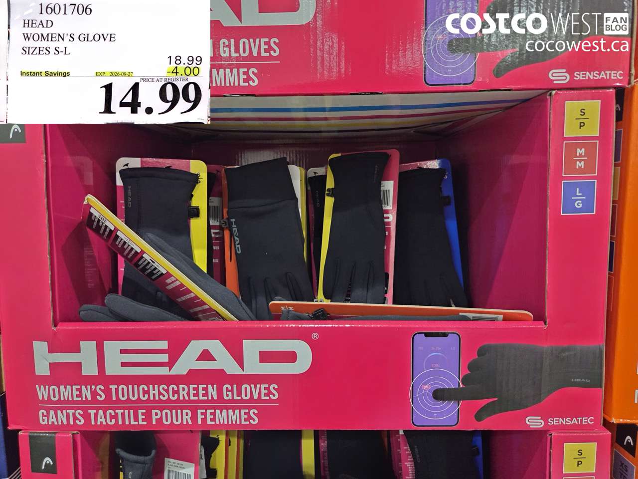 1601706 HEAD WOMEN'S GLOVE SIZES S-L ($4.00 INSTANT SAVINGS EXPIRES ON 2026-09-27) $14.99