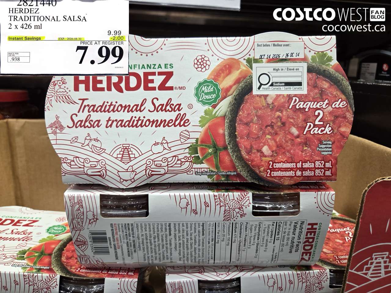 2821440 HERDEZ TRADITIONAL SALSA 2 X 426 ML ($2.00 INSTANT SAVINGS EXPIRES ON 2026-08-30) $7.99