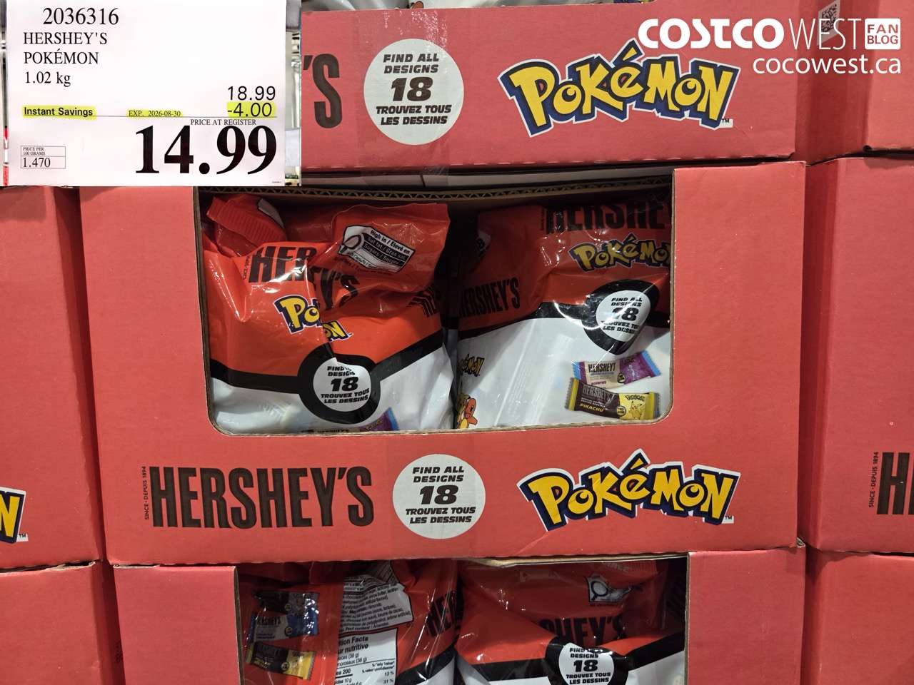 2036316 HERSHEY'S POKÉMON 1.02 KG ($4.00 INSTANT SAVINGS EXPIRES ON 2026-08-30) $14.99