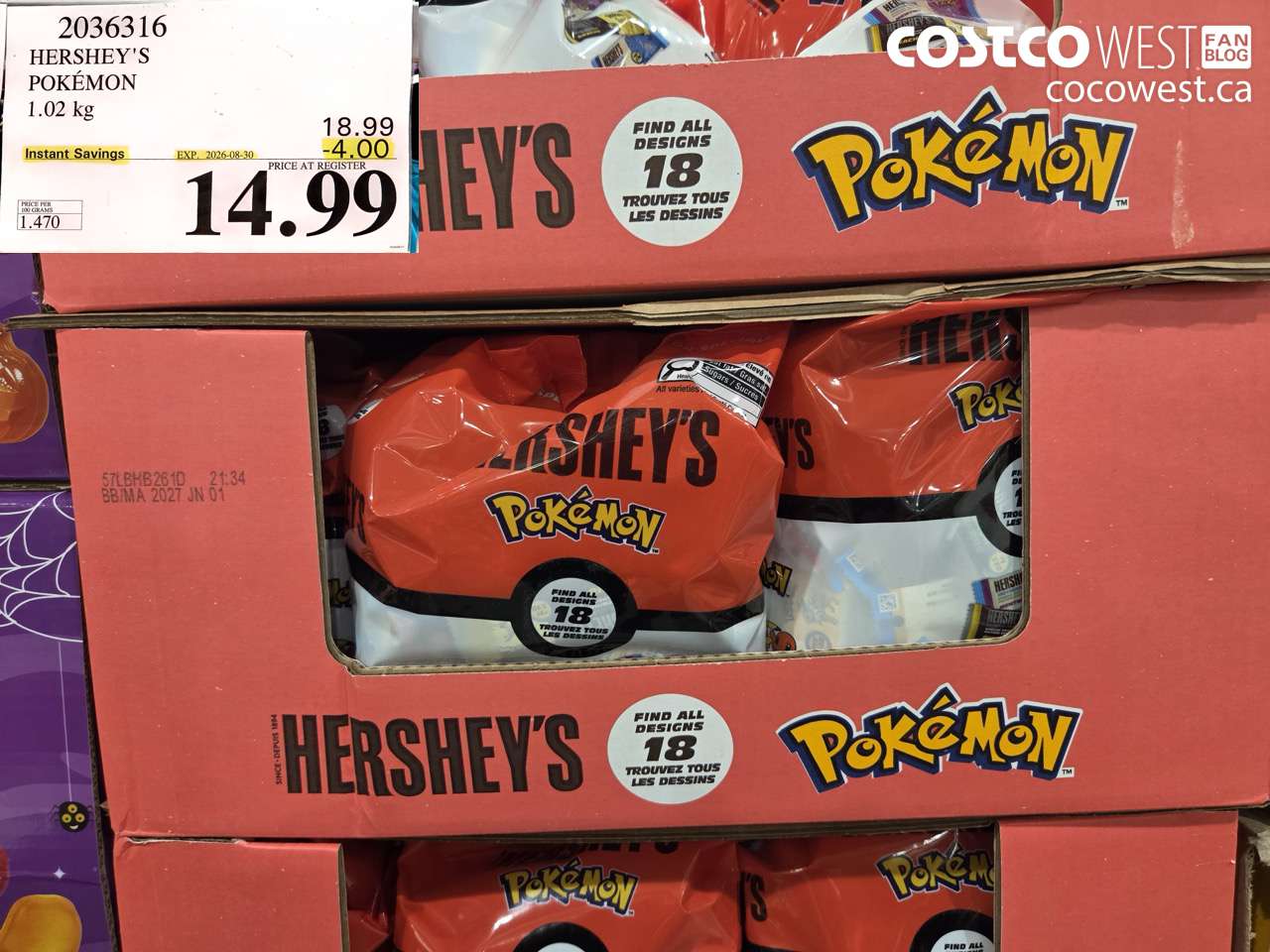 2036316 HERSHEY'S POKÉMON 1.02 KG ($4.00 INSTANT SAVINGS EXPIRES ON 2026-08-30) $14.99