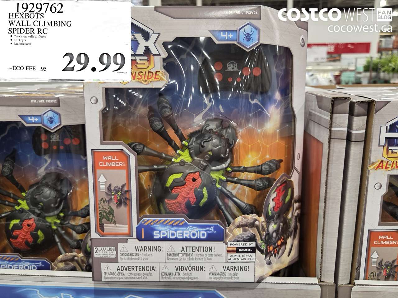 1929762 HEXBOTS WALL CLIMBING SPIDER RC $29.99