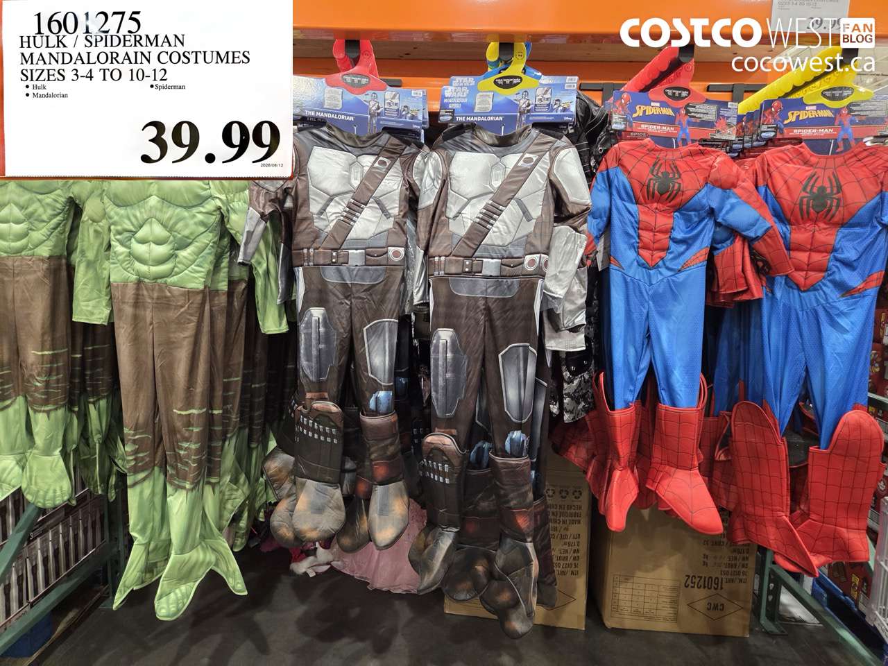1601275 HULK / SPIDERMAN MANDALORAIN COSTUMES SIZES 3-4 TO 10-12 $39.99
