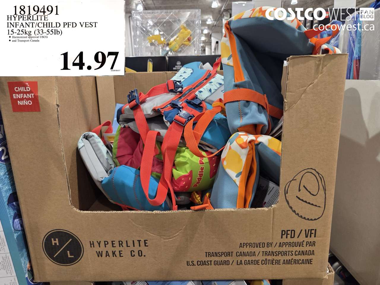 1819491 HYPERLITE INFANT/CHILD PFD VEST 15-25KG (33-55LB) $14.97
