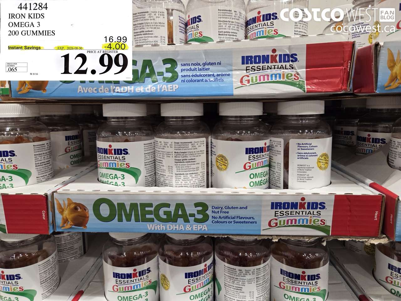 441284 IRON KIDS OMEGA 3 200 GUMMIES ($4.00 INSTANT SAVINGS EXPIRES ON 2026-08-30) $12.99