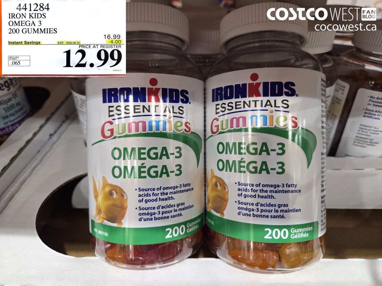 441284 IRON KIDS OMEGA 3 200 GUMMIES ($4.00 INSTANT SAVINGS EXPIRES ON 2026-08-30) $12.99