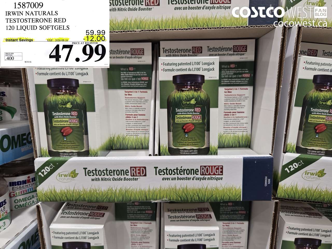 1587009 IRWIN NATURALS TESTOSTERONE RED 120 LIQUID SOFTGELS ($12.00 INSTANT SAVINGS EXPIRES ON 2026-08-16) $47.99