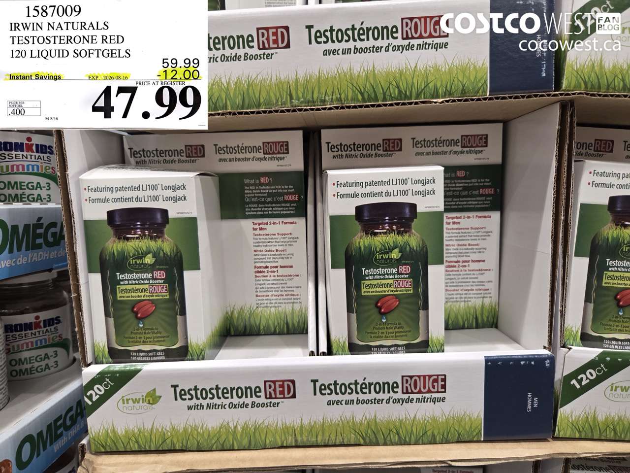 1587009 IRWIN NATURALS TESTOSTERONE RED 120 LIQUID SOFTGELS ($12.00 INSTANT SAVINGS EXPIRES ON 2026-08-16) $47.99