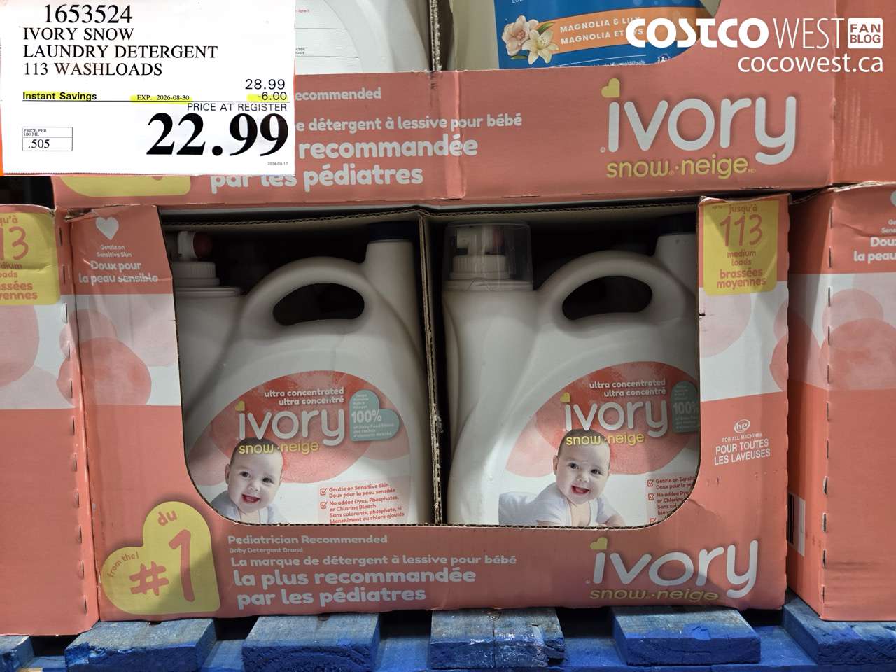 1653524 IVORY SNOW LAUNDRY DETERGENT 113 WASHLOADS ($6.00 INSTANT SAVINGS EXPIRES ON 2026-08-30) $22.99