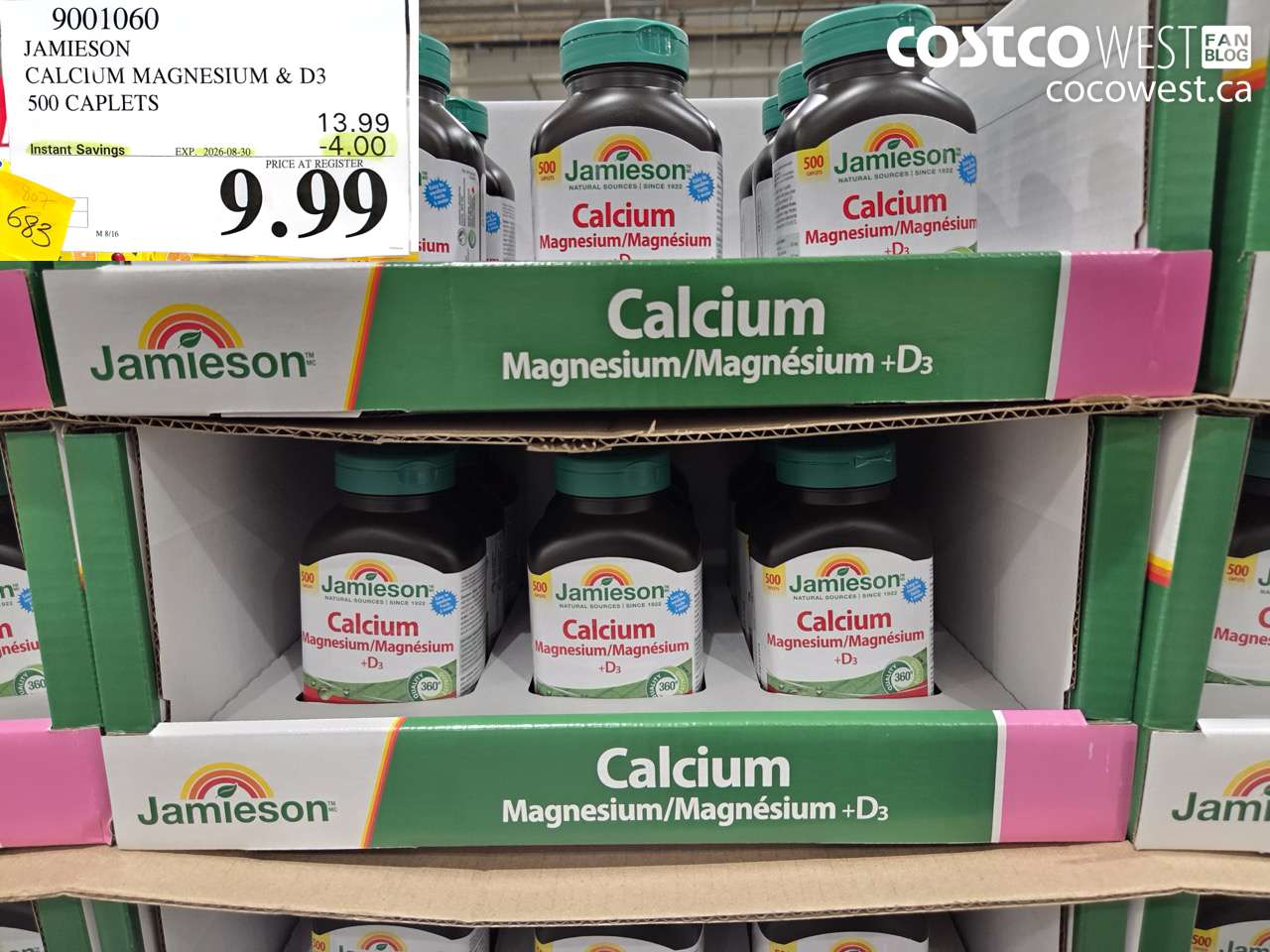 9001060 JAMIESON CALCIUM MAGNESIUM & D3 500 CAPLETS ($4.00 INSTANT SAVINGS EXPIRES ON 2026-08-30) $9.99