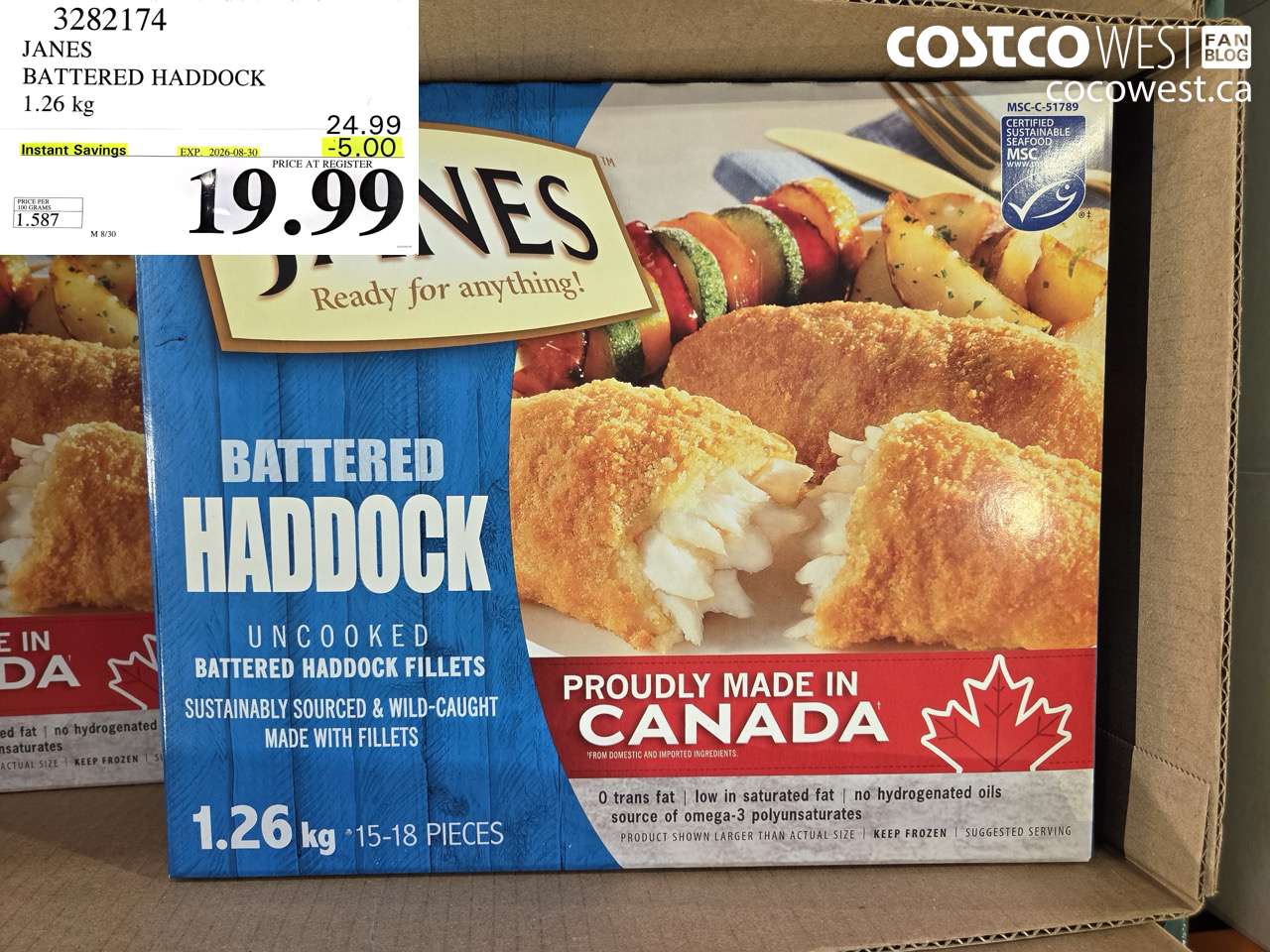 3282174 JANES BATTERED HADDOCK 1.26 KG ($5.00 INSTANT SAVINGS EXPIRES ON 2026-08-30) $19.99