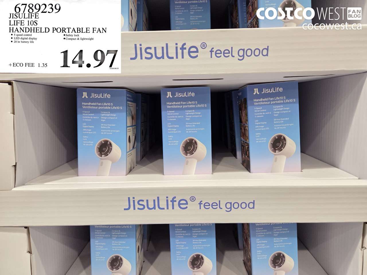 6789239 JISULIFE LIFE 10S HANDHELD PORTABLE FAN $14.97