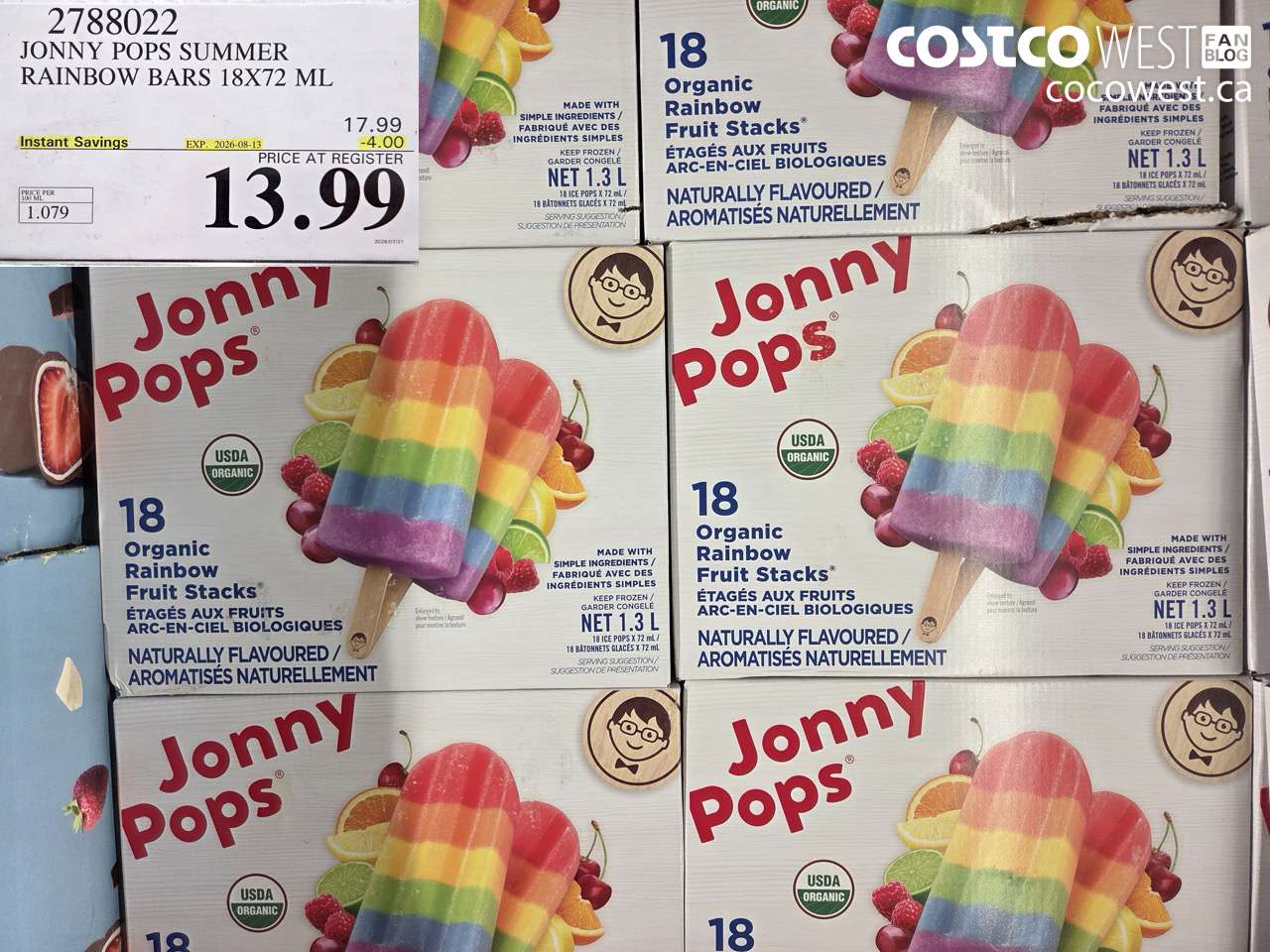 2788022 JONNY POPS SUMMER RAINBOW BARS 18X72 ML ($4.00 INSTANT SAVINGS EXPIRES ON 2026-08-13) $13.99