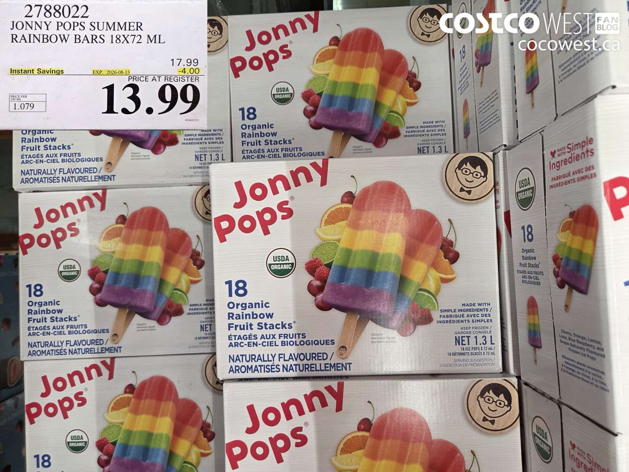 2788022 JONNY POPS SUMMER RAINBOW BARS 18X72 ML ($4.00 INSTANT SAVINGS EXPIRES ON 2026-08-13) $13.99