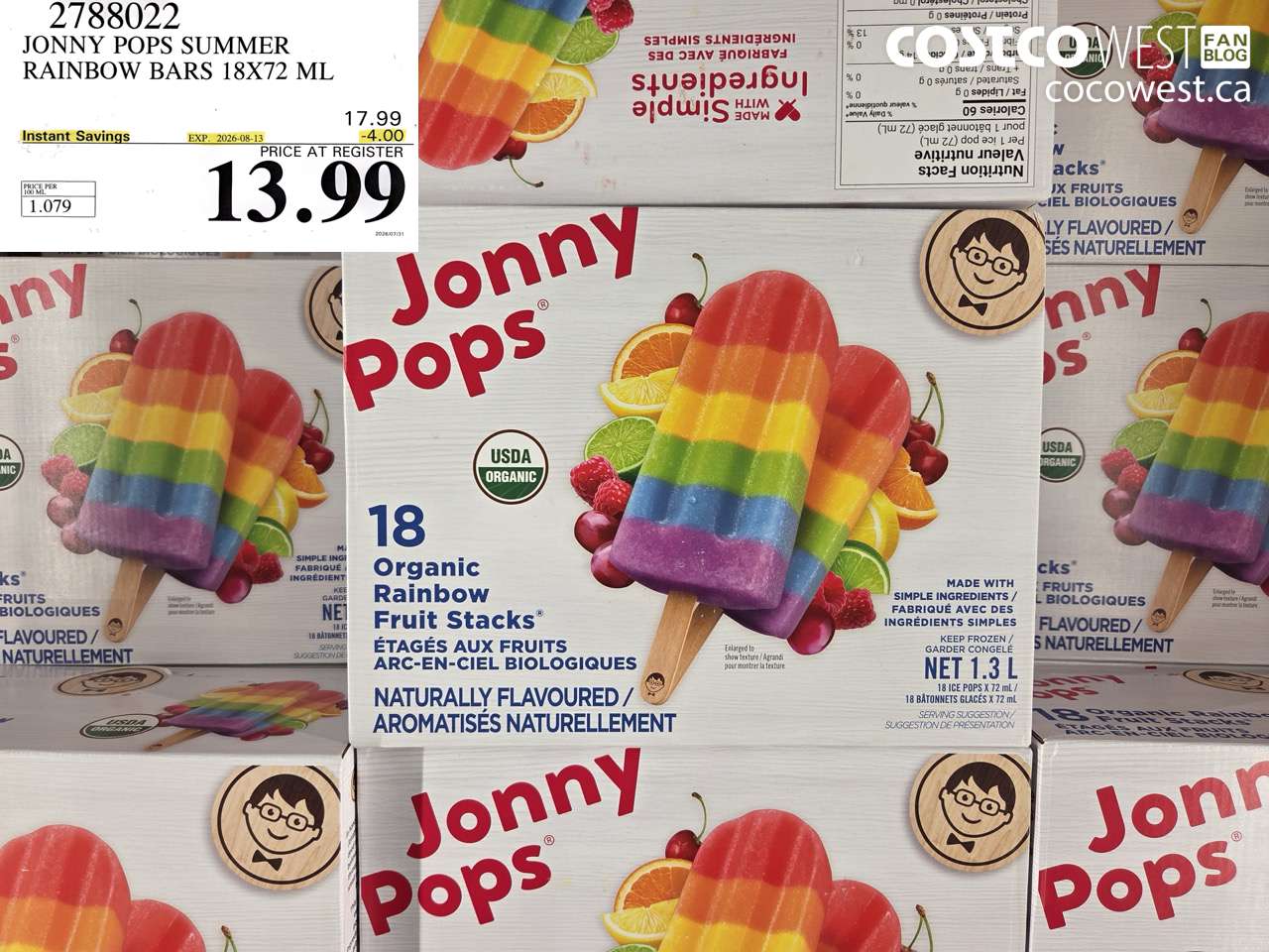2788022 JONNY POPS SUMMER RAINBOW BARS 18X72 ML ($4.00 INSTANT SAVINGS EXPIRES ON 2026-08-13) $13.99