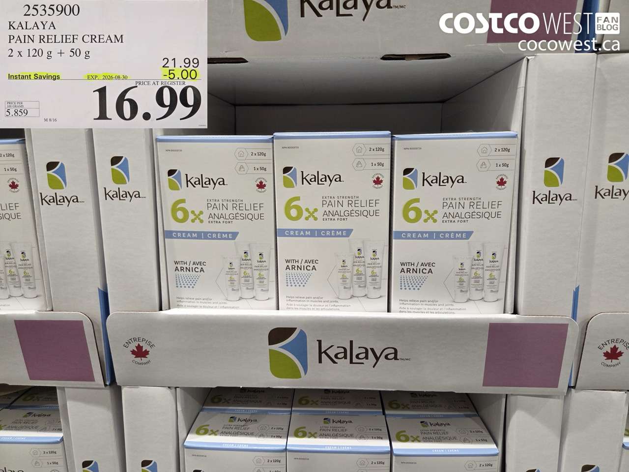 2535900 KALAYA PAIN RELIEF CREAM 2 X 120 G + 50 G ($5.00 INSTANT SAVINGS EXPIRES ON 2026-08-30) $16.99