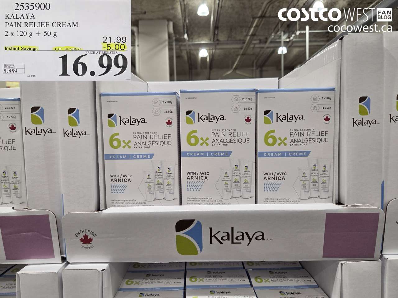 2535900 KALAYA PAIN RELIEF CREAM 2 X 120 G + 50 G ($5.00 INSTANT SAVINGS EXPIRES ON 2026-08-30) $16.99