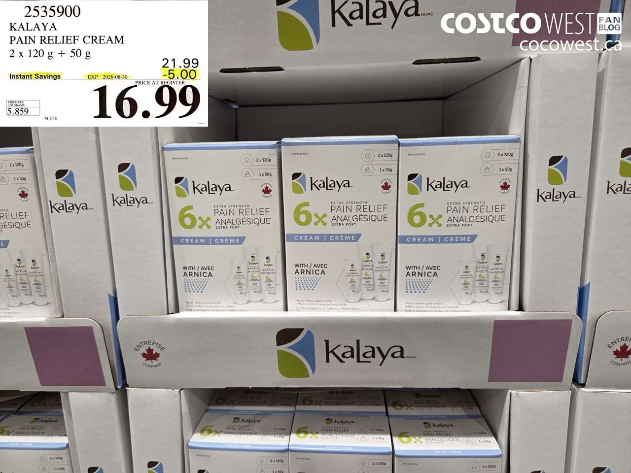 2535900 KALAYA PAIN RELIEF CREAM 2 X 120 G + 50 G ($5.00 INSTANT SAVINGS EXPIRES ON 2026-08-30) $16.99