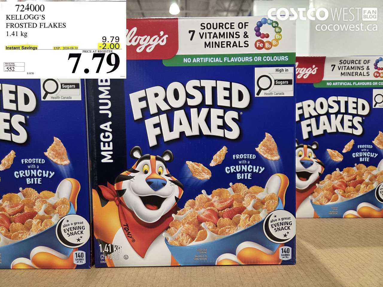 724000 KELLOGG'S FROSTED FLAKES 1.41 KG ($2.00 INSTANT SAVINGS EXPIRES ON 2026-08-30) $7.79