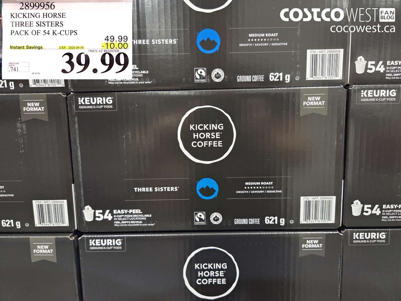 2899956 KICKING HORSE THREE SISTERS PACK OF 54 K-CUPS ($10.00 INSTANT SAVINGS EXPIRES ON 2026-08-30) $39.99