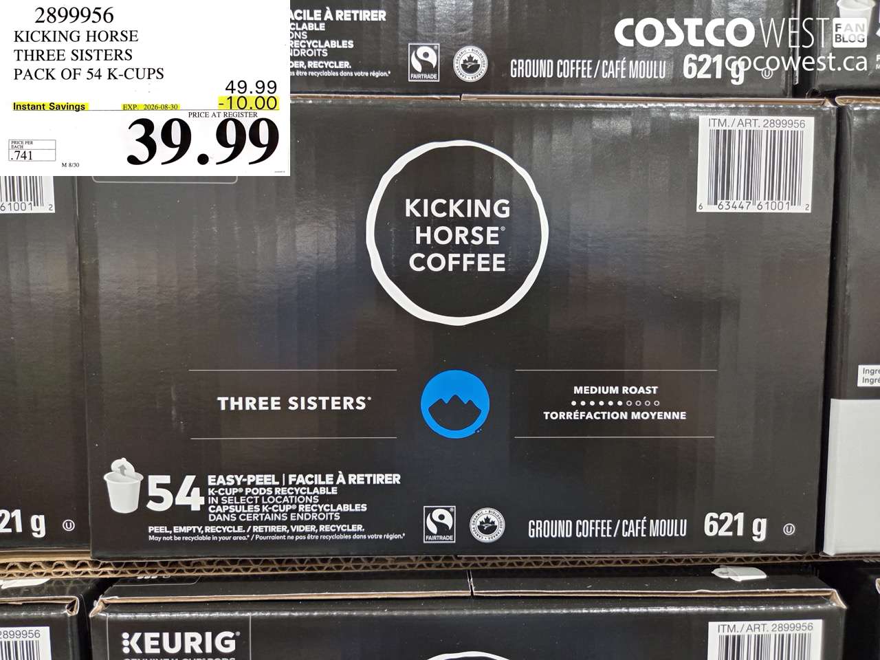 2899956 KICKING HORSE THREE SISTERS PACK OF 54 K-CUPS ($10.00 INSTANT SAVINGS EXPIRES ON 2026-08-30) $39.99