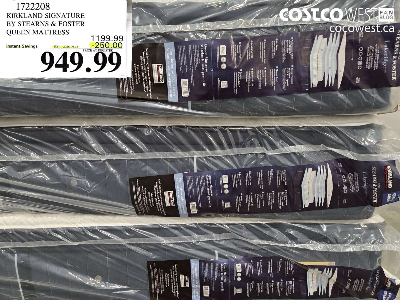 1722208 KIRKLAND SIGNATURE BY STEARNS & FOSTER QUEEN MATTRESS ($250.00 INSTANT SAVINGS EXPIRES ON 2026-09-13) $949.99