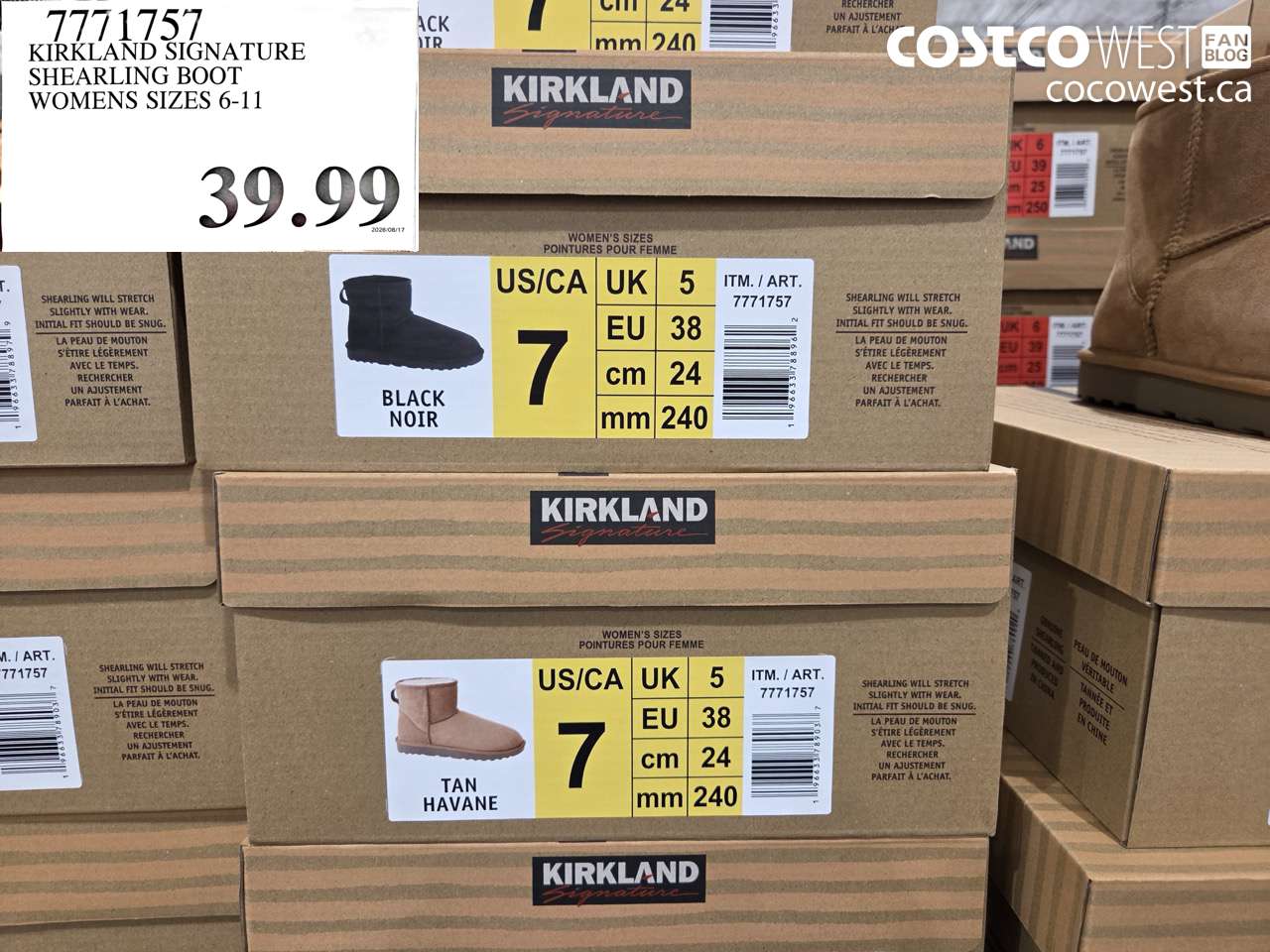7771757 KIRKLAND SIGNATURE SHEARLING BOOT WOMENS SIZES 6-11 $39.99