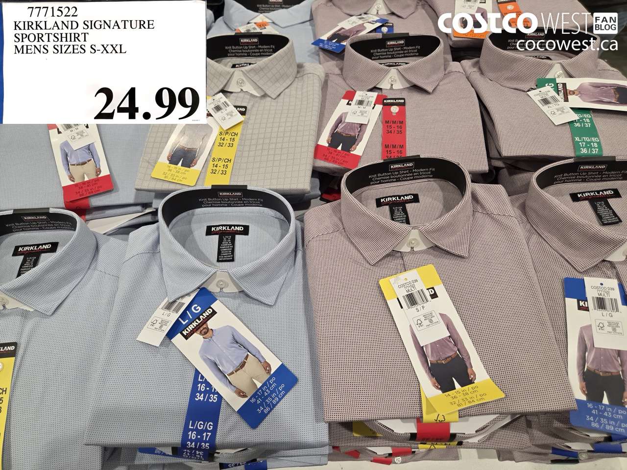 7771522 KIRKLAND SIGNATURE SPORTSHIRT MENS SIZES S-XXL $24.99