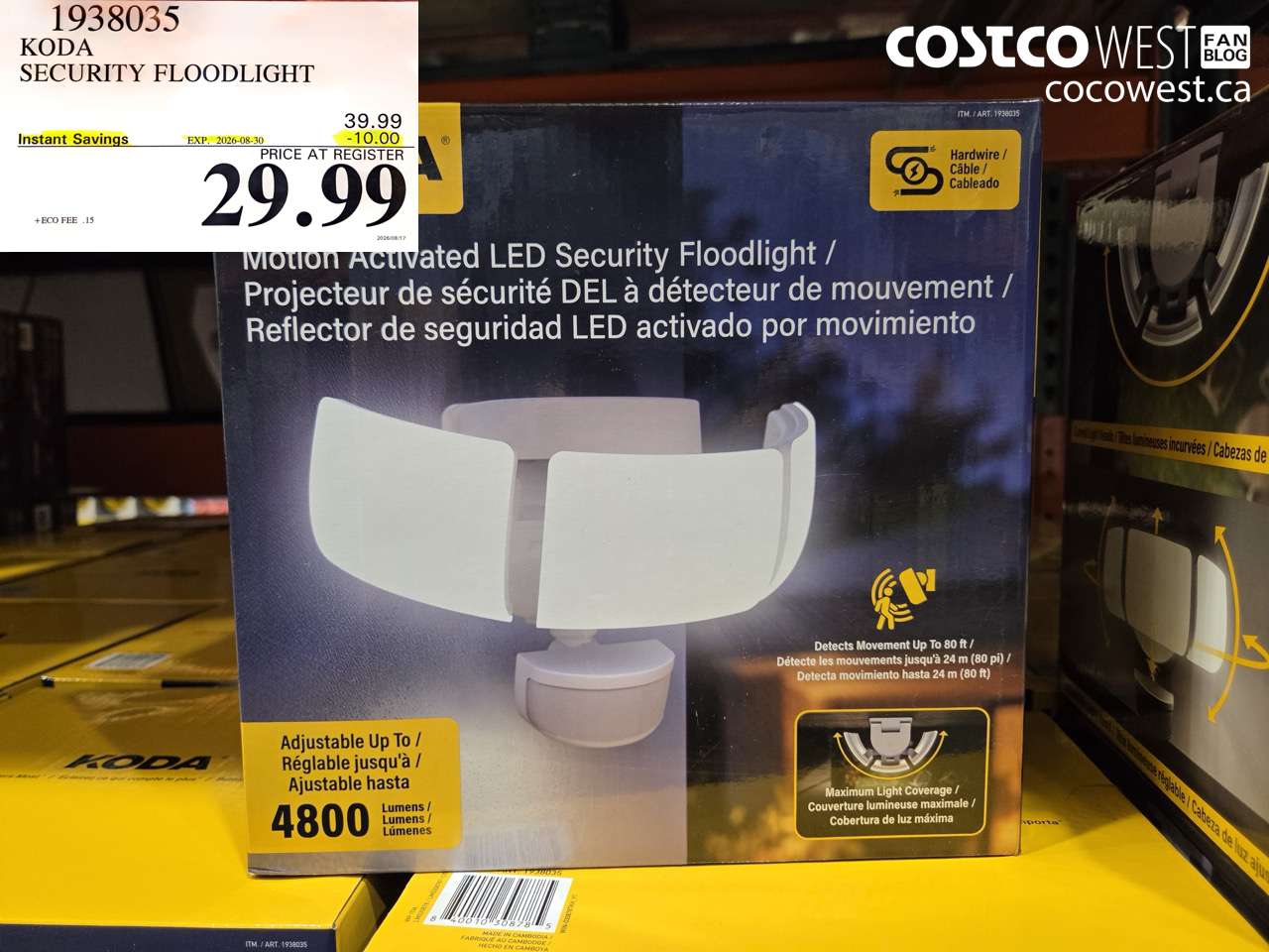 1938035 KODA SECURITY FLOODLIGHT ($10.00 INSTANT SAVINGS EXPIRES ON 2026-08-30) $29.99