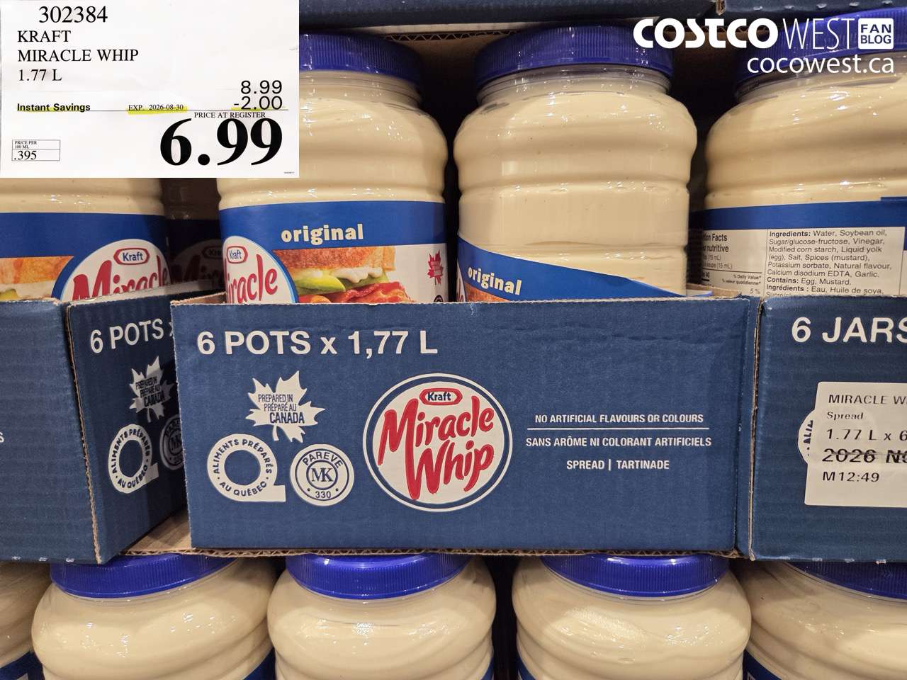 302384 KRAFT MIRACLE WHIP 1.77 L ($2.00 INSTANT SAVINGS EXPIRES ON 2026-08-30) $6.99