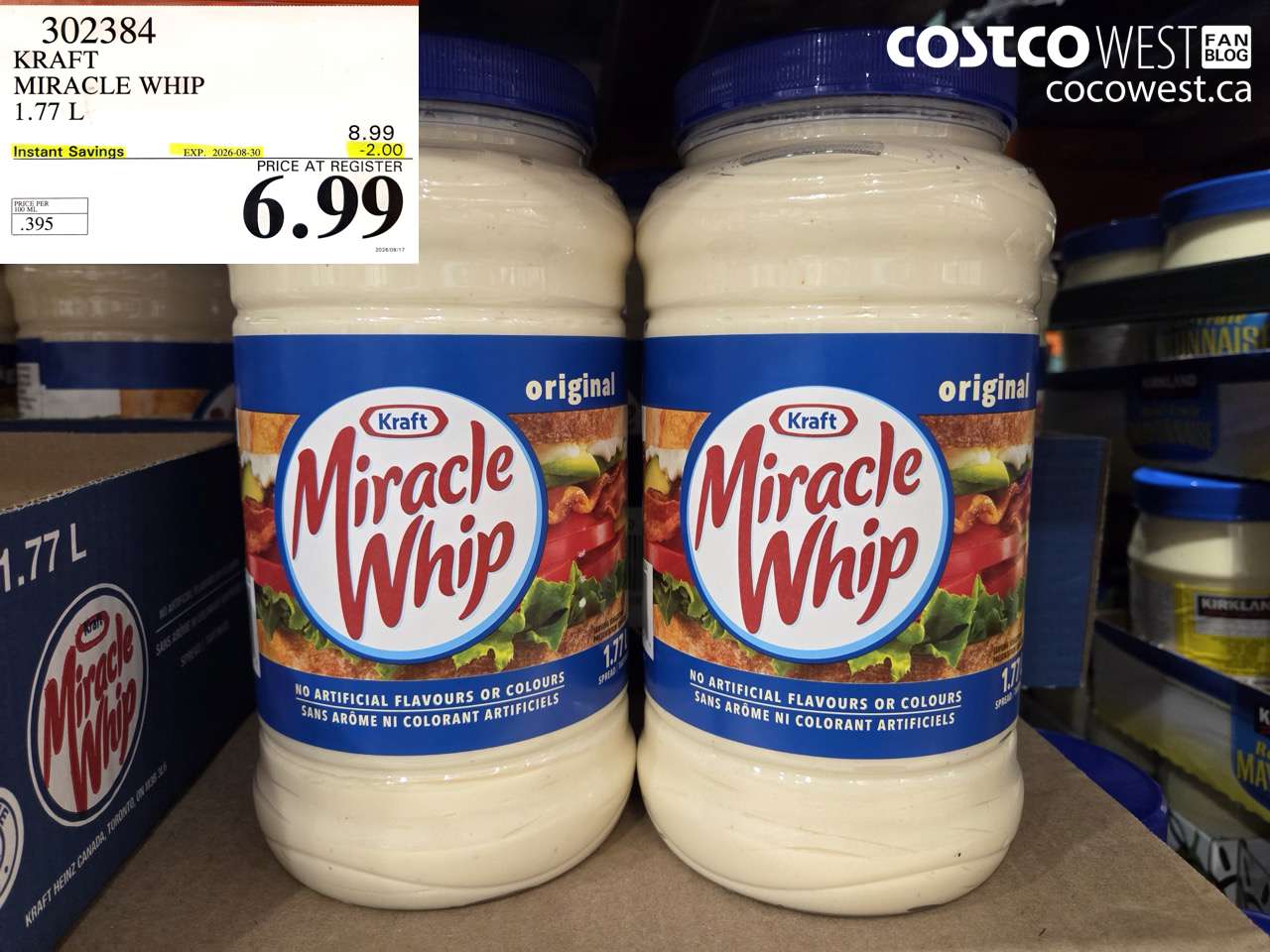 302384 KRAFT MIRACLE WHIP 1.77 L ($2.00 INSTANT SAVINGS EXPIRES ON 2026-08-30) $6.99