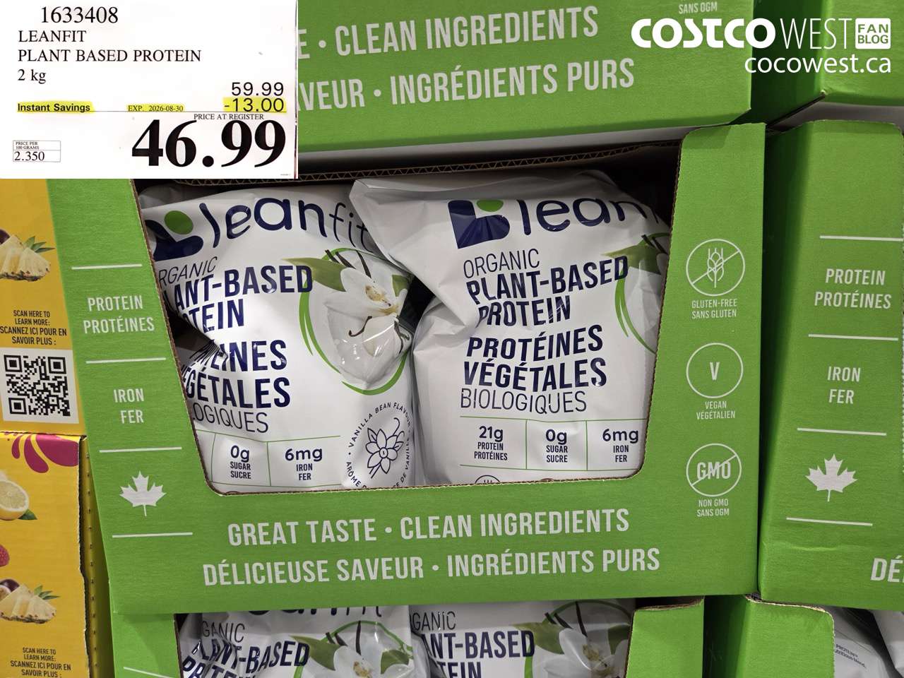 1633408 LEANFIT PLANT BASED PROTEIN 2 KG ($13.00 INSTANT SAVINGS EXPIRES ON 2026-08-30) $46.99