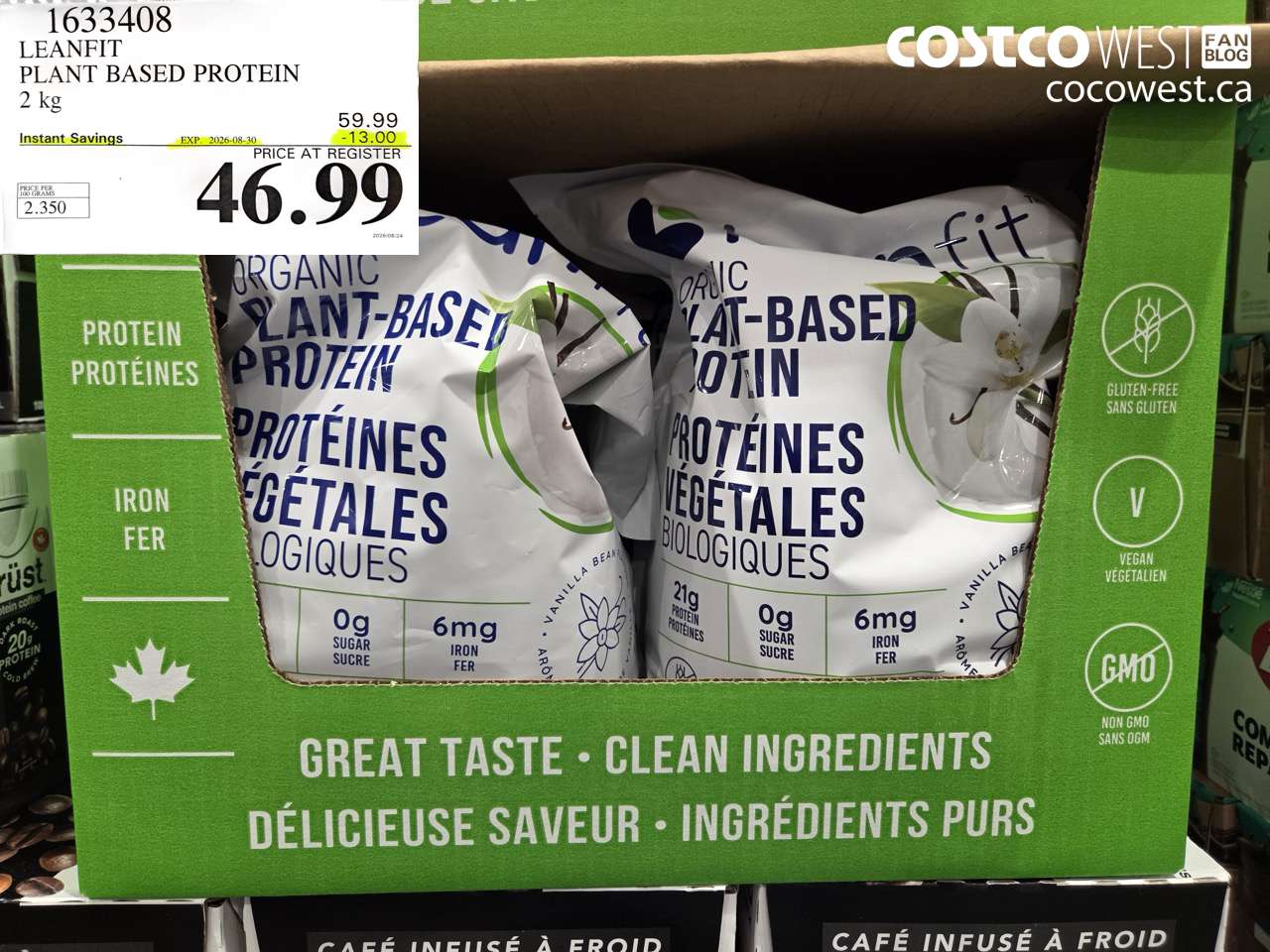 1633408 LEANFIT PLANT BASED PROTEIN 2 KG ($13.00 INSTANT SAVINGS EXPIRES ON 2026-08-30) $46.99