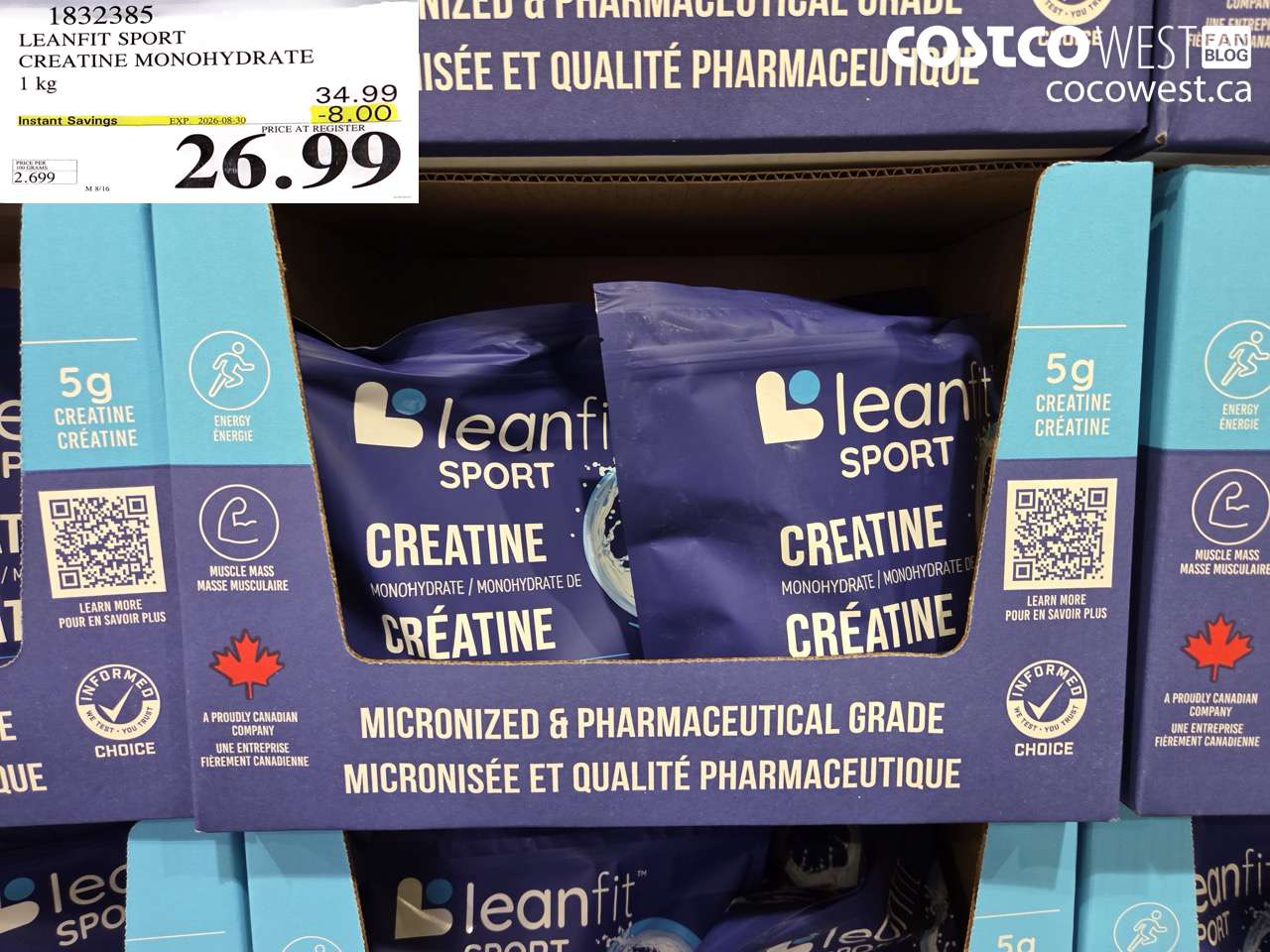 1832385 LEANFIT SPORT CREATINE MONOHYDRATE 1 KG ($8.00 INSTANT SAVINGS EXPIRES ON 2026-08-30) $26.99