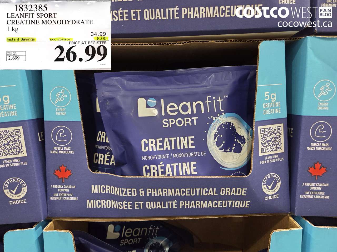 1832385 LEANFIT SPORT CREATINE MONOHYDRATE 1 KG ($8.00 INSTANT SAVINGS EXPIRES ON 2026-08-30) $26.99