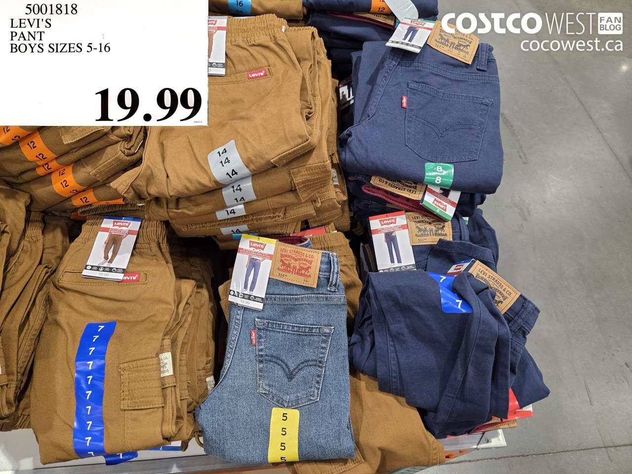 5001818 LEVI'S PANT BOYS SIZES 5-16 $19.99