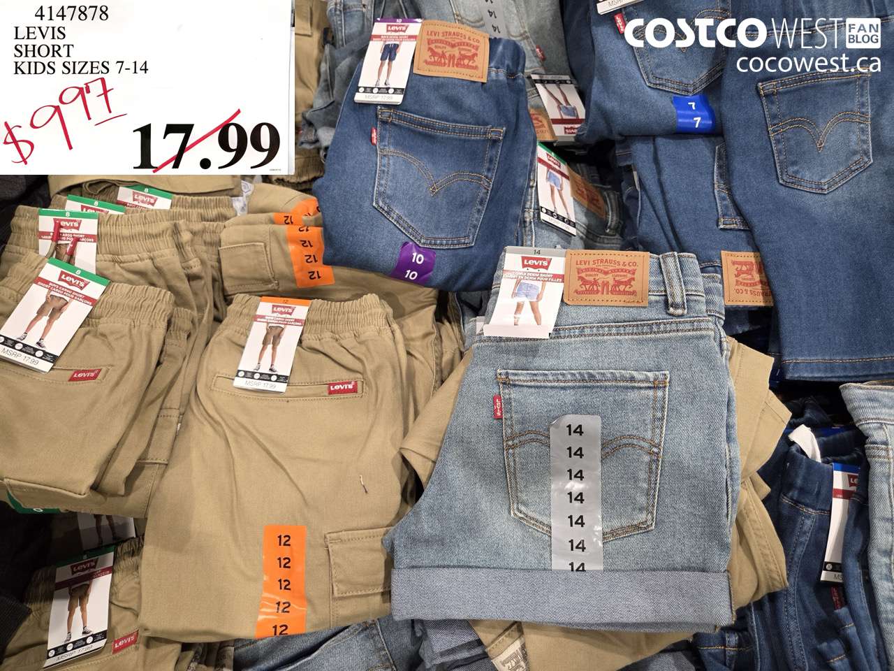 4147878 LEVIS SHORT KIDS SIZES 7-14 $9.97