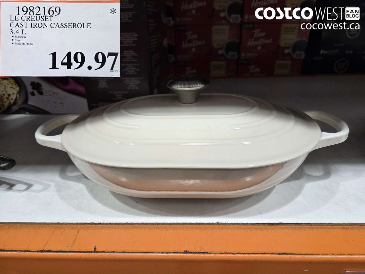 1982169 LE CREUSET CAST IRON CASSEROLE 3.4 L $149.97