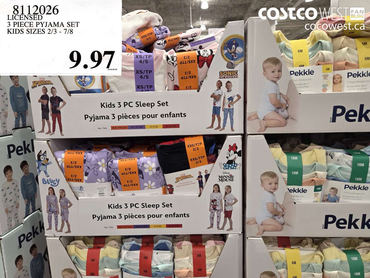 8112026 LICENSED 3 PIECE PYJAMA SET KIDS SIZES 2/3 - 7/8 $9.97
