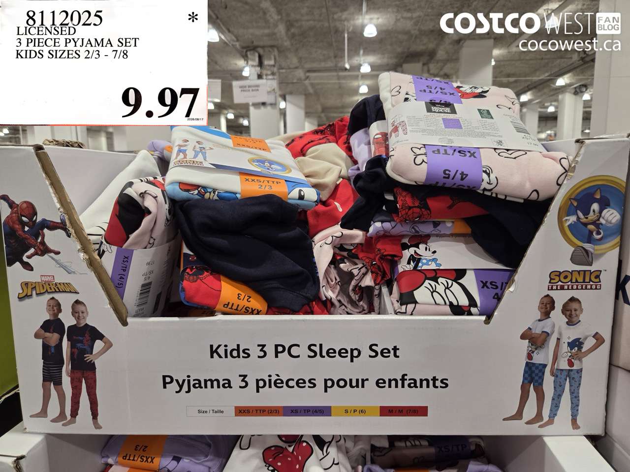 8112025 LICENSED 3 PIECE PYJAMA SET KIDS SIZES 2/3 - 7/8 $9.97