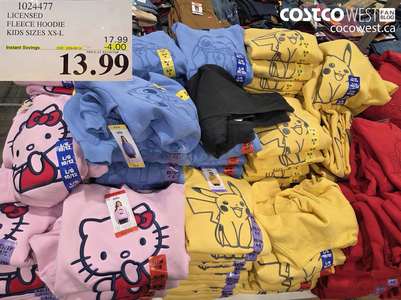 1024477 LICENSED FLEECE HOODIE KIDS SIZES XS-L ($4.00 INSTANT SAVINGS EXPIRES ON 2026-08-16) $13.99