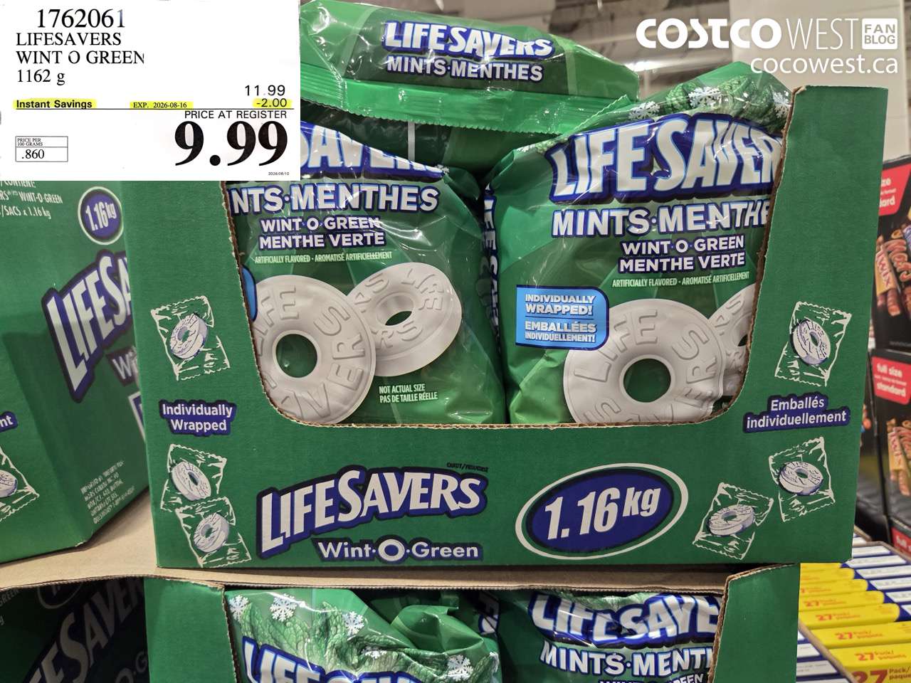 1762061 LIFESAVERS WINT O GREEN 1162 G ($2.00 INSTANT SAVINGS EXPIRES ON 2026-08-16) $9.99