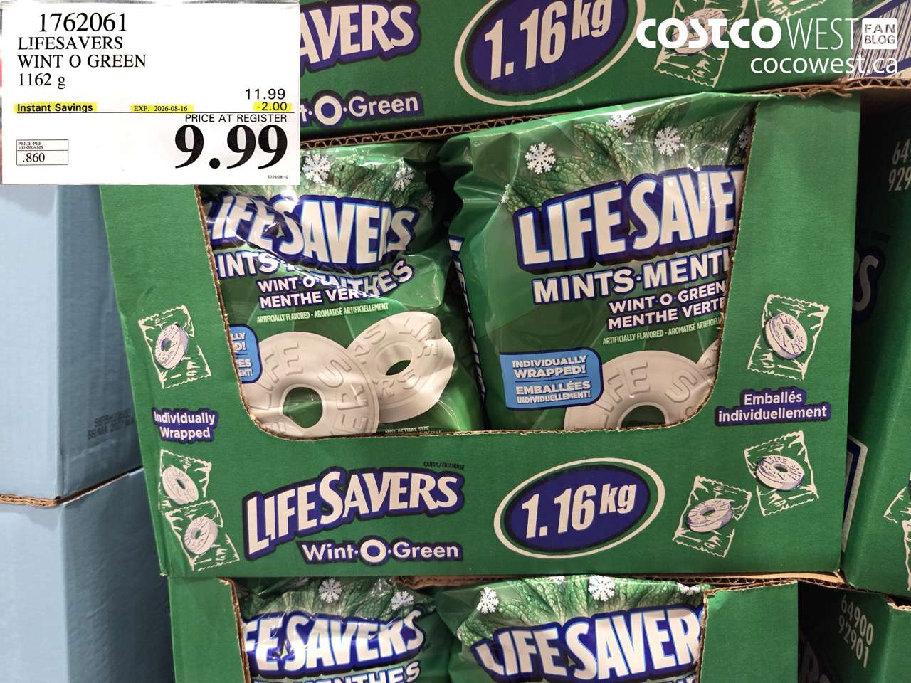1762061 LIFESAVERS WINT O GREEN 1162 G ($2.00 INSTANT SAVINGS EXPIRES ON 2026-08-16) $9.99