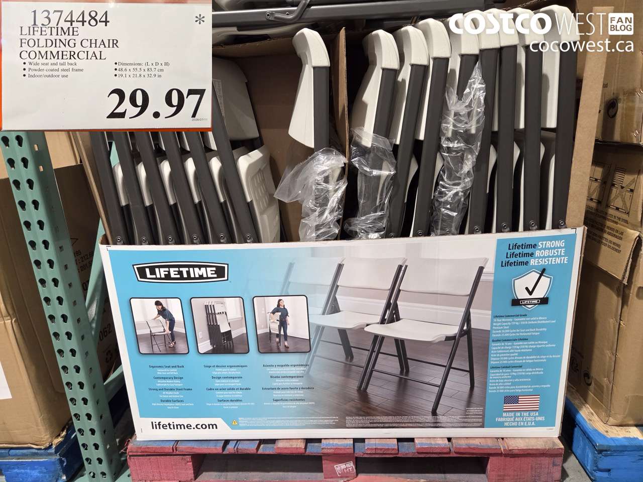 1374484 LIFETIME FOLDING CHAIR COMMERCIAL $29.97