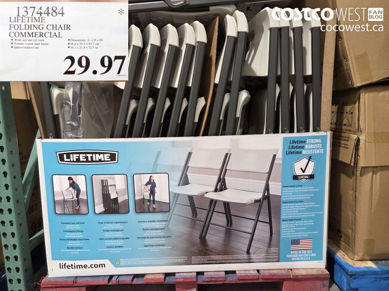 1374484 LIFETIME FOLDING CHAIR COMMERCIAL $29.97