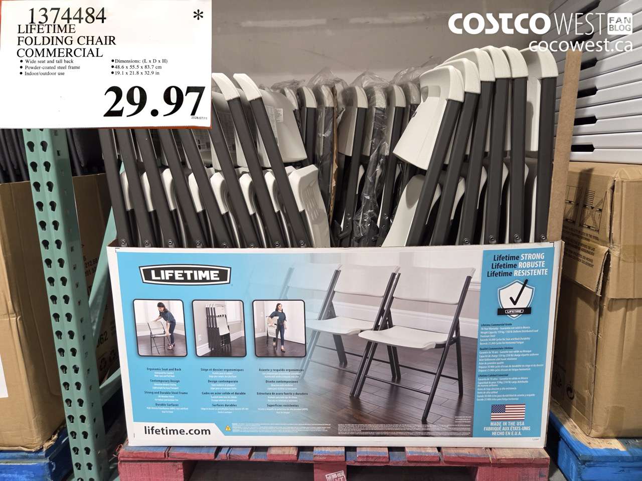 1374484 LIFETIME FOLDING CHAIR COMMERCIAL $29.97
