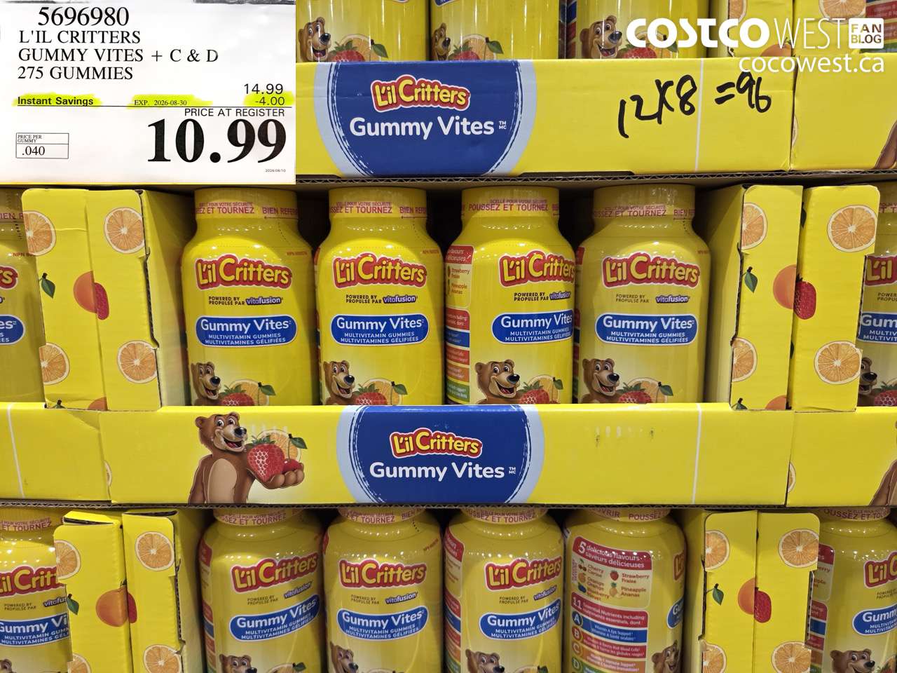 5696980 L'IL CRITTERS GUMMY VITES + C & D 275 GUMMIES ($4.00 INSTANT SAVINGS EXPIRES ON 2026-08-30) $10.99