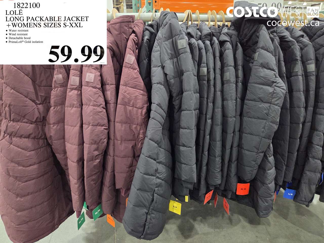 1822100 LOLË LONG PACKABLE JACKET WOMENS SIZES S-XXL $59.99