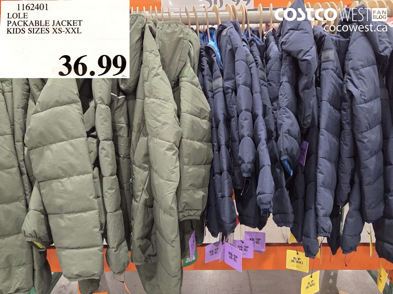 1162401 LOLE PACKABLE JACKET KIDS SIZES XS-XXL $36.99