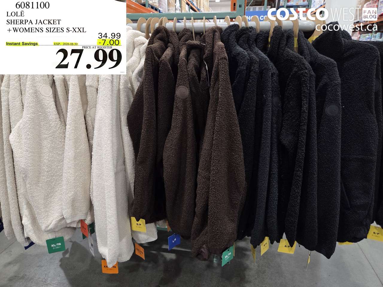 6081100 LOLË SHERPA JACKET WOMENS SIZES S-XXL ($7.00 INSTANT SAVINGS EXPIRES ON 2026-08-30) $27.99